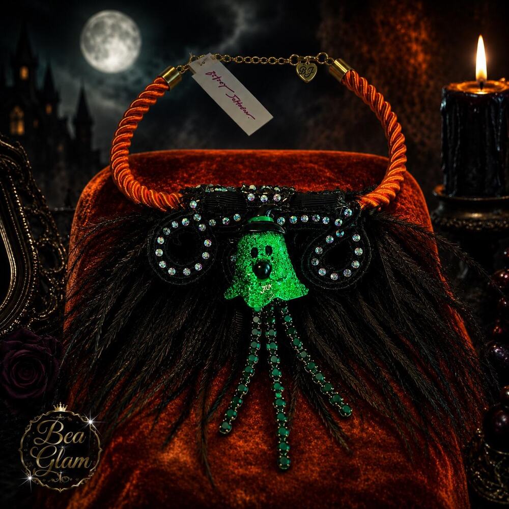 Betsey Johnson Limited Edition Green Witch Ghost Necklace Removable Brooch